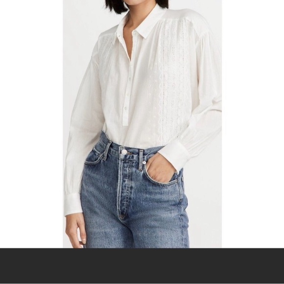 Nili Lotan Selene Embroidered Cotton White Blouse Sz.M - Picture 2 of 12